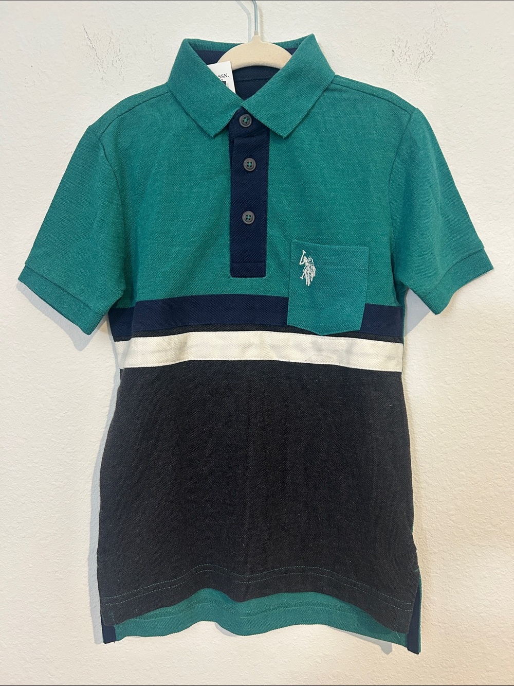U.S. Polo Assn. Teal, Navy & White Colorblock Polo